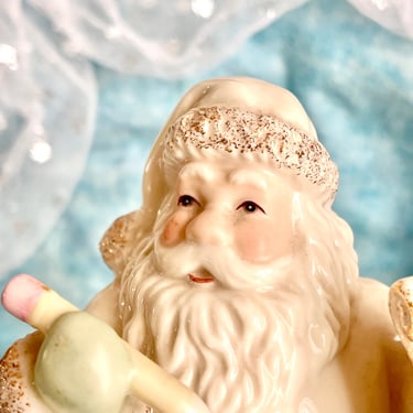 Vintage Lenox Santa Claus, Naughty or Nice List, St Nicholas Ceramic Porcelain, Gold Metallic Trim 