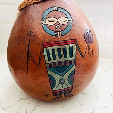 Vintage D. Stowell 1995 Hand Carved Painted Gourd Southwest Theme by LeChalet