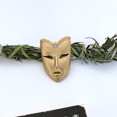 Totalparanoia 80s Vintage Gold Mask Brooch