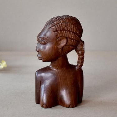 Vintage African Ebony  Wood Figurine African Iron Wood Bust Vintage Gift Collectable African Art 