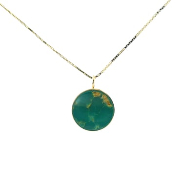 SECONDS JEWELRY : Circ Necklace - Kingman Gold Green Turquoise