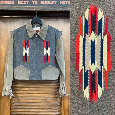 Vintage 1930’s Chimayo Southwest Fred Harvey Grommet Zip Original Jacket, 30’s Corduroy Jacket, Vintage Clothing 