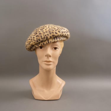 1960s Animal Print Tam Hat / 60s Leopard Print | RareJule Vintage