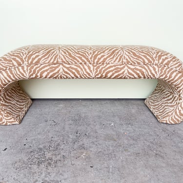 Waterfall Zebra Print Upholstered Bench