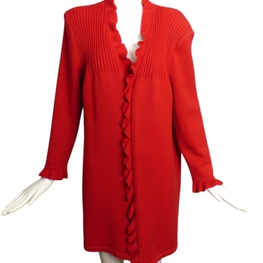 VALENTINO- 1980s Red Wool Cardigan Sweater, Size 8