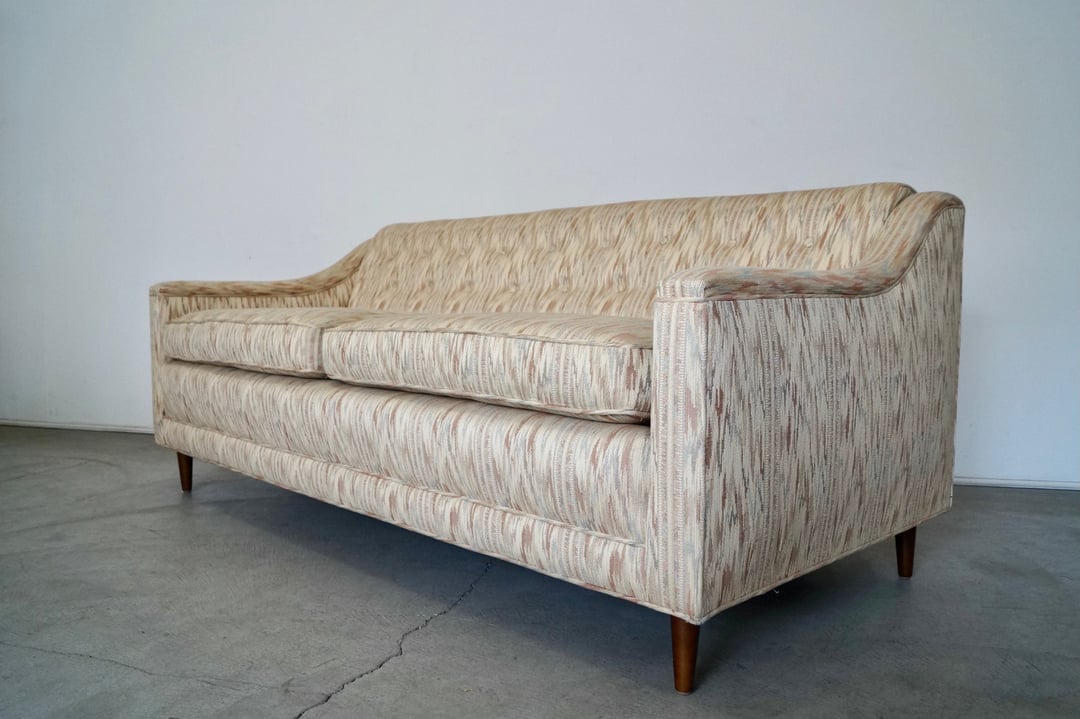 Midcentury Modern Sofa in Incredible Fabric! Cyclic Furniture