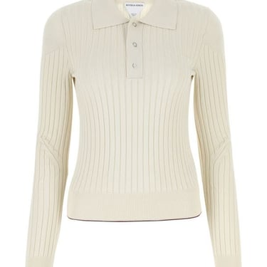 Bottega Veneta Woman Sand Cotton Polo Shirt