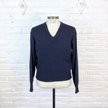 Size 2 (M-L) Vintage Swedish V Neck Military Navy Sweater #6 