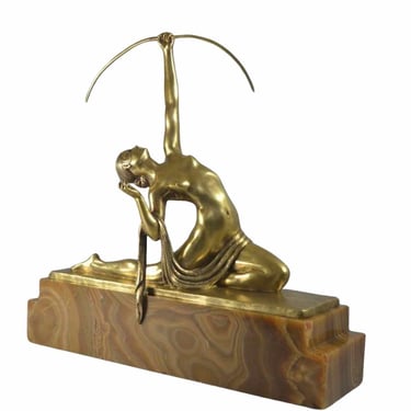 Marcel Bouraine Rare Bronze Archer Diana the Huntress Art Deco