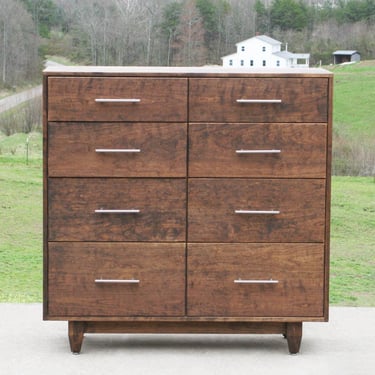 X8420b-oc, X8420aa, Hardwood Dresser w/8 inset Drawers,  Flat Sides, Optional sizes and legs, no center frame strip showing- natural color 