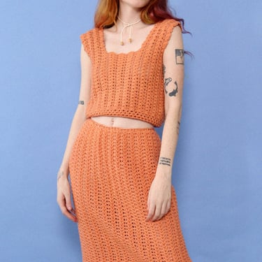 Peach Cotton Crochet Set S-L