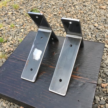 Steel Shelf brackets. Shelving brackets. Metal brackets. Iron brackets. Steel brackets. 2 piece bracket set. Flat bar brackets. 