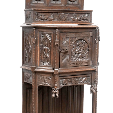 Cupboard, Cabinet, Heavily Carved Gothic Revival Court Cupboard, 3 Tiers, 1800s!