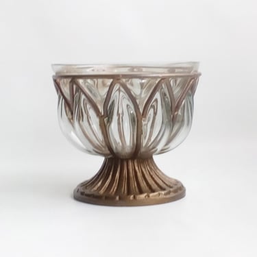 Hand blown glass caged vase Iron cage glass fruit bowl Handmade decorative bowl Unique home decor 