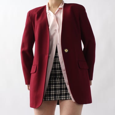 90s Raspberry Tailored Wool Blazer