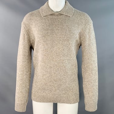 NN07 Size M Beige Grey Knit Cotton Linen Collared Sweater