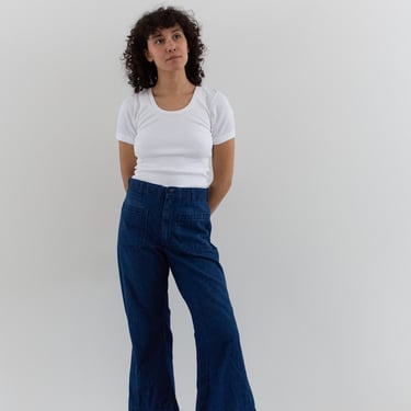 Vintage 30 Waist x 27 Inseam Flare Jean | 70s Bell Bottom Kick Flares | Cotton Blend Nautical Birkin Sailor | FL014 