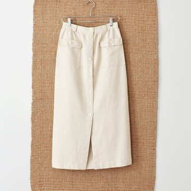 vintage linen button front long skirt, size M 