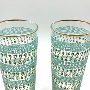 Libbey Phoenecian Highball Glasses, Iced Tea Glass, Set of 2, Mid Century 