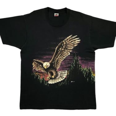 Vintage 90s North American Bald Eagle Nature/Animal Wrap Around Graphic T-Shirt Size Large/XL 