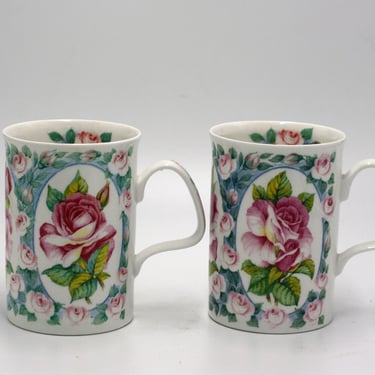 vintage Roy Kirkham ceramic rose mugs by Rosemary 1994 