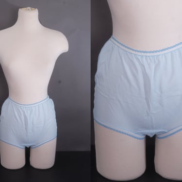 Vintage Nylon Sheer Granny Panty Brief Blue Size 7 Large 