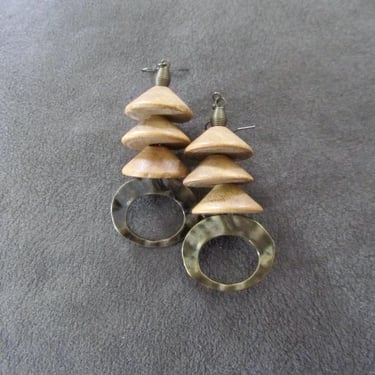 Chunky wooden pagoda earrings 2 