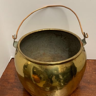Vintage Copper Brass Cauldron Bucket 