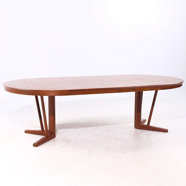 Arne Vodder Style Mid Century Danish Teak Expanding Dining Table with 2 Leaves - mcm 