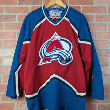 Vintage 90s Embroidered Made in Canada CCM NHL Colorado Avalanche ORIGINAL Hockey Jersey - Large 