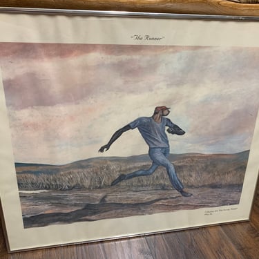 1970s Signed Lithograph by Ernie Barnes “The Runner” 