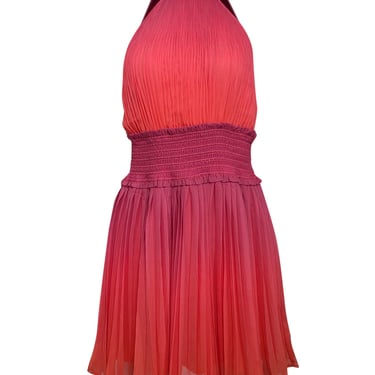 Rococo Sand - Pink &amp; Orange Ombre Pleated Mini Dress Sz M