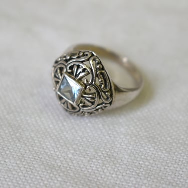 1990s Sterling Silver Filigree Ring, Size 9 