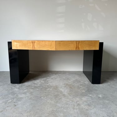 Milo Baughman - Style Olive Burl Wood Top Desk 