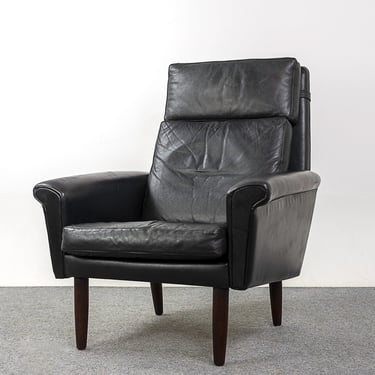 Teak & Leather Danish Lounge Chair - (321-225) 