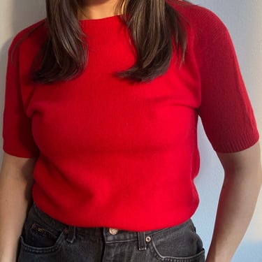 Red Wool Short Sleeve Sweater
