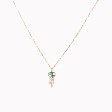 Tourmaline & Dangling Diamond Jellyfish Necklace