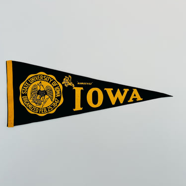 Vintage University of Iowa Souvenir Pennant 