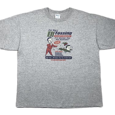 Vintage 90s/Y2K “Sick Rick’s Elf Tossing Championships” Funny Parody Graphic T-Shirt Size XL 
