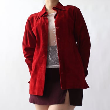 90s Tomato Red Suede Jacket