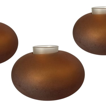 Vintage Candle Holders Round Amber with removable Glass Set of 3 