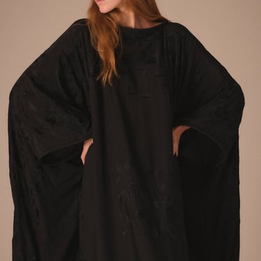 Embroidered Black Silk Caftan