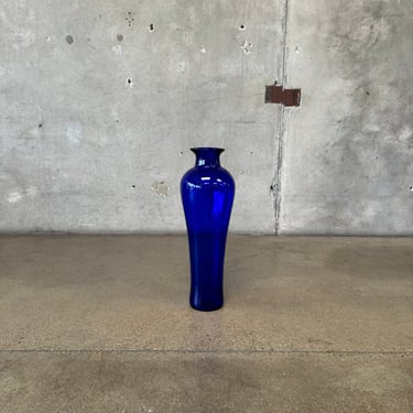 Tall Colbalt Blue Blenko Glass Vase