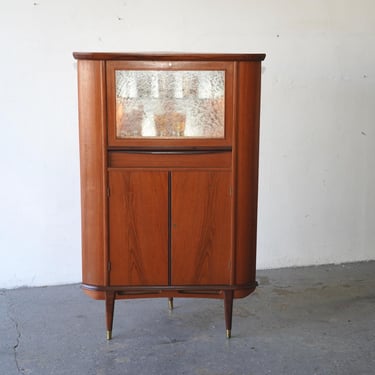 Mid Century Danish Modern Corner Cocktail Bar Cabinet 