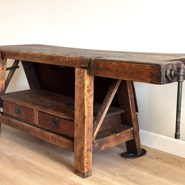 Antique Workbench with Drawers 