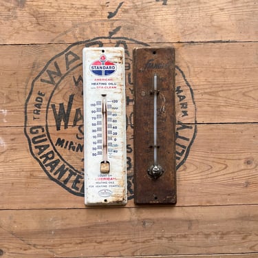 2 Vintage Standard Oil Thermometers Stanoil & Heating Oil 