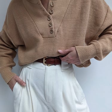 Vintage Toffee Cotton Henley