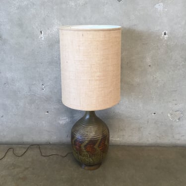 Mid Century Modern Ceramic Table Lamp with Unique Glaze
