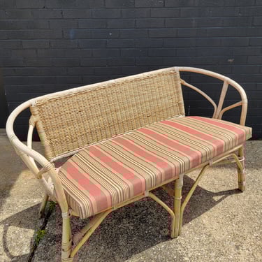 Mid Century Rattan and Wicker Loveseat