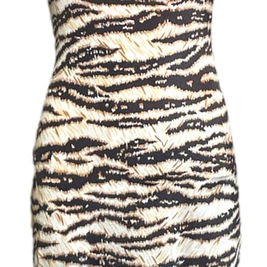 Dolce & Gabbana Y2K Stretchy Tiger Print Slip Dress, NOS